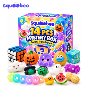 14 PCS Mystery Squishy Box, Cute Surprise Squishy Toy Collection