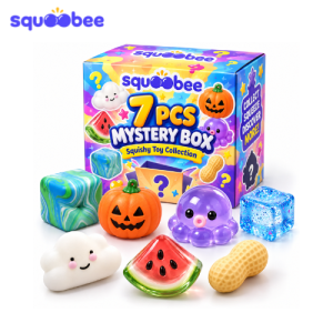 Squoobee 7 PCS Mystery Squishy Box, Cute Kawaii Sensory Fidget Toys Surprise Gift Set