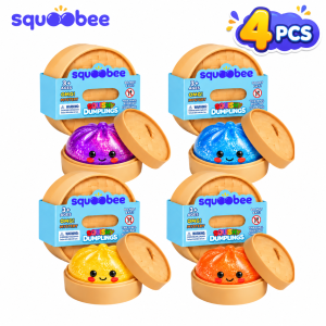 Squoobee Mystery Dumpling Squishy Toy Set, 4PCS Cute Kawaii Stress Relief Fidget Toy