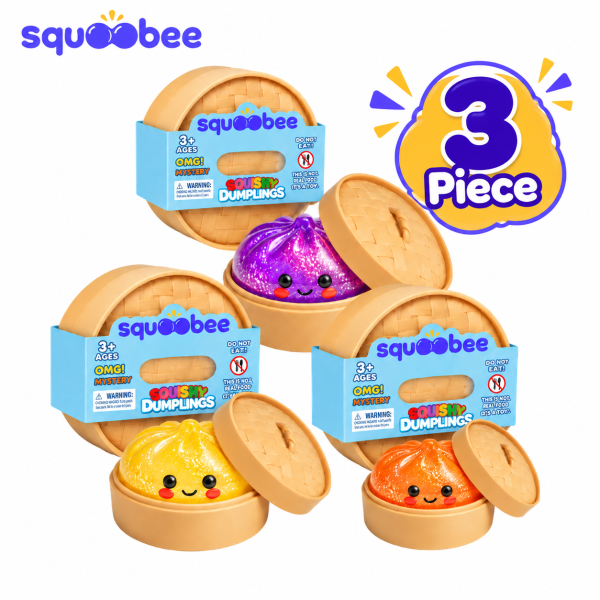 Mystery Squishy Dumplings 3 Pack, Cute Kawaii Slow Rising Stress Relief Toy