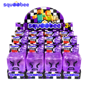 Minecraft Style Purple Cube Squishy Toy – Soft Stress Relief Fidget Toy