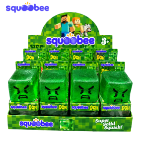 Squoobee Green Pixel Cube Squishy Toy – Soft Stress Relief Fidget Toy for Kids