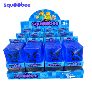 Squoobee Super Solid Squish Cube, Blue Stress Relief Sensory Toy