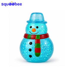 Blue Glitter Snowman Squishy Toy, Cute Christmas Stress Relief Fidget Toy