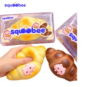 Cute Pig Croissant Squishy Toy, Kawaii Stress Relief Fidget Toy